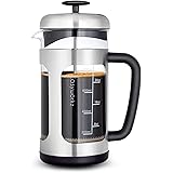 Easyworkz Stainless Steel French Press 1000 ml Coffee Tea Maker with Borosilicate Glass, Soft Grip Handle