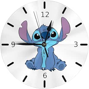 Amazon Co Jp スティッチは地上の壁紙に座っています 掛け時計 円形 シンプル 静音 おしゃれ 高級感 フレームなし インテリア 壁掛け時計 置き時計 ホーム キッチン