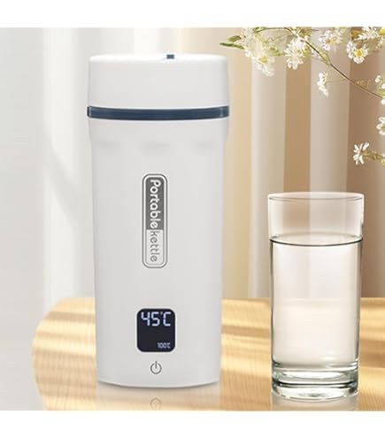 MACOLAUDER 電気ケトル 45[度]〜100[度]調節 水筒型ケトル 6分沸騰 550ml大容量 お湯が沸かせるやかん 保温カップ 電気ポット 304ステンレス ミニ 400W消費電力 一人用 液晶温度表示 旅行 Amazon | 「45℃～100℃の6階段温度調節」 MACOLAUDER 電気ケトル 水筒型