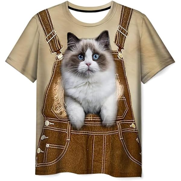 Amazon.co.jp: 雷猫デジタル印刷3D Tシャツの男性と女性の動物の猫の夏