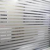 事務所向け 窓ガラスフィルム 目隠しシート 素直 無接着剤 貼り付け簡単 (60CM×200CM, カラー5横縞)