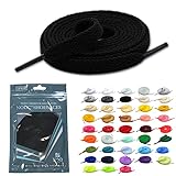 [NODC] 靴紐 シューレース 平紐 100cm/120cm/140cm/160cm スニーカー用 メンズ レディース 43色 カラフル 替え紐 (140㎝, ブラック)