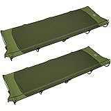 TIMBER RIDGE キャンプベッド 折りたたみ 一体式 数秒セットアップ 耐荷重102kg スチール製 L205.7*W67.6*H15cm キャンプコット きしみ音ない コンパクト テントコット 持ち運び アウトドアベッド 沈み感ない (グリ
