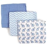 Luvable Friends Muslin Swaddle Blanket, Boy Elephants by Luvable Friends