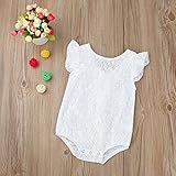 Lutents ベビー服 ロンパース カバーオール フリル袖 純白 レース 可愛い 女の子 カジュアル 快適 着心地良い 歩行服 パジャマ 新生児 出産祝いプレゼント
