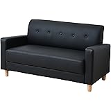 山善(YAMAZEN) カジュアルソファー(幅134)2人掛け ブラック KDS-135(BK)P