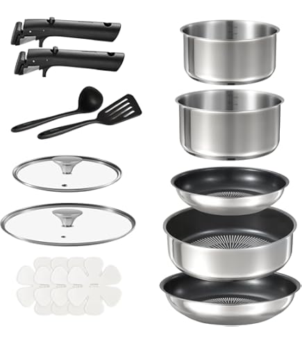 Amazon.co.jp: Le Creuset 3層ステンレススチール調理器具セット 7点