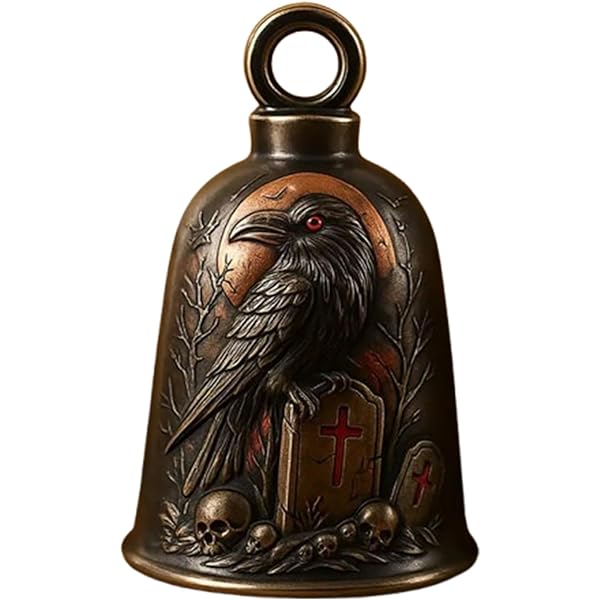 CUSTOMprivé Motorbel geluksbrenger voor motorrijders en bikers, sleutelhanger Guardian Bell Odin Viking, Keltisch-Germaans Wodan. Geleverd in een natuurlijk linnen geschenkdoosje