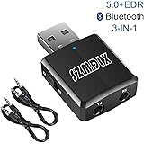 【最新版】 Bluetooth5.0 アダプタ USBオーディオ専用アダプタ Ver5.0+EDR レシーバー トランスミッター 受信 送信 SZMDLX 一台三役 高音質 PC用ドライブのインストール不要 超小型 日本語取扱説明書付き