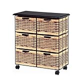 籐＆アイアンワイドランドリー　引出6　キャスター付き　ＳＩｓｉＲＮ010803060ＢＫｉｓ