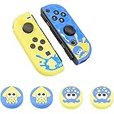 【Amazon限定ブランド】Joy ConsタコTPUカバー + アナログスティックカバー（4枚入れ） 可愛い漫画 （スプラトゥーン3）左右 ケース ハンドル 専用 ソフトタイプ 着脱簡単超耐磨 超薄型 最軽量 防汚 Switch/Switch Ol