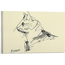 ピカソの猫アート・可愛い猫の絵画・キャンバス 30*40 ピカソ抽象画 猫絵画 抽象画 アート30×40cm キャンバスアート