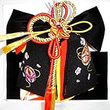 七五三 刺繍(マリ)結び帯 3サイズ5色/L(7歳用) 黒