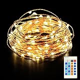 Homdox LED Fairy Starry String Lights, 33ft Copper Wire Rope Lights for Decorative Holiday Christmas