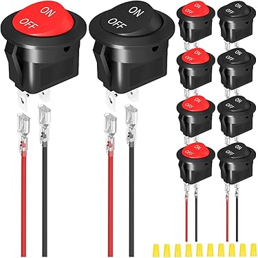 Amazon.co.jp: MKBKLLJY 10個ラウンドロッカースイッチ12V DCオンオフ