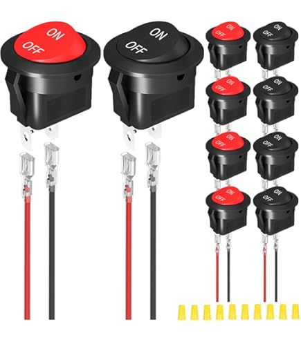 Amazon.co.jp: MKBKLLJY 10個ラウンド ロッカー スイッチ 12v DC 電源