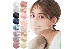 [Bijoubox] マスク プリーツマスク 不織布 50+1枚 カラーマスク 血色 カラー 小さめ (小顔) 普通 サイズ 子供用マスク 使い捨てマスク 血色マスク やわらかマスク