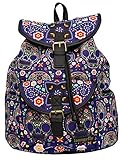Loungefly Blue Floral Skull Canvas Backpack [並行輸入品]