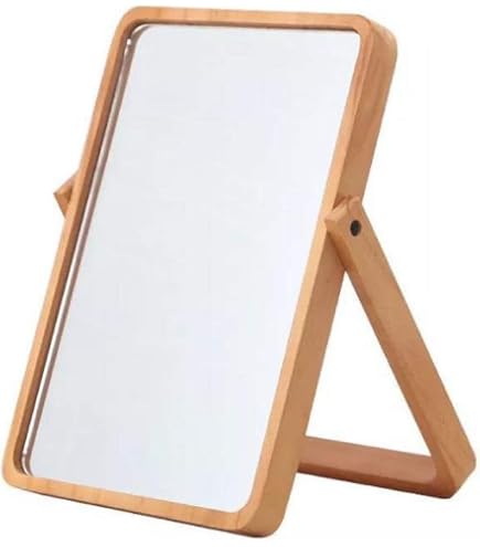 Amazon.co.jp: (アウプル) 卓上ミラー 27×20cm 木製 鏡 天然木 メイク 