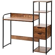 木製シンプルデスク 引き出し3つ付き Amazon.co.jp: Laovyarw パソコンデスク 引き出し付き 3段