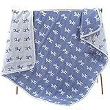 SMILEMOON 乳児から保育園・幼稚園までなが〜く使える6層コットンガーゼケット (1枚, ブルー（シカ）)
