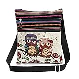 Orara beauty フクロウ 刺繍 ショッピングバッグ キャンバス　レディース　トートバッグ　カジュアル　ショルダーバッグ　エコバッグ　ショッピングバッグ　スクールバッグ　アルバイト用　 (3#