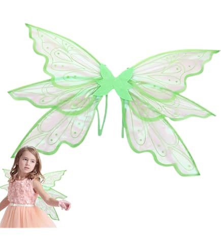 蝶々 羽 フェアリー 妖精 子供大人 クリスマス コスプレ 3点 グリーン 黄緑