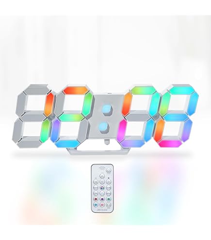Amazon.co.jp: KOSUMOSU 多色デジタル時計 ネオン壁掛け時計 7色LED
