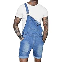 Enjoybuy Mens Denim Bib Overall Shorts 