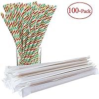 GIFT GARDEN ストロー 紙製 誕生日 パーテイー 結婚式 撮影 写真 飾りつけ ペーパーストロー 100本セット（ブルー＆星）