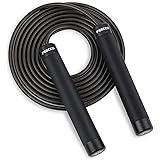 FEECCO Skipping Rope for Adult, 5.5mm PVC Covered Steel Rope with Adjustable Length and Metal Handles