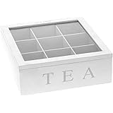 Amazon ティーバッグケース 天然木製 ティーボックス竹 茶箱 お茶 紅茶パック収納ボックス 木製の箱 9つのコンパートメント Stronrive 収納ケース ボックス