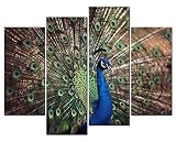 SmartWallArt – 4パネル壁アートペイントPeacocks画像キャンバスのStretched by木製frames-for Living Room Decorまたはギフトとして swa-0