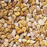 天然石 玉石砂利 1-2cm 140kg クリームイエロー (ガーデニングに最適 黄色砂利）