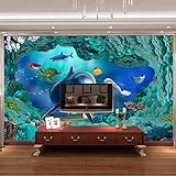 3 D リビングルームとベッドルームのテレビの背景海底世界壁紙エンボス 1831