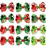 hosaire 12個クリスマスヘアリボンクリップBaby Girlsグログランリボンブティックヘアワニクリップfor Toddlers