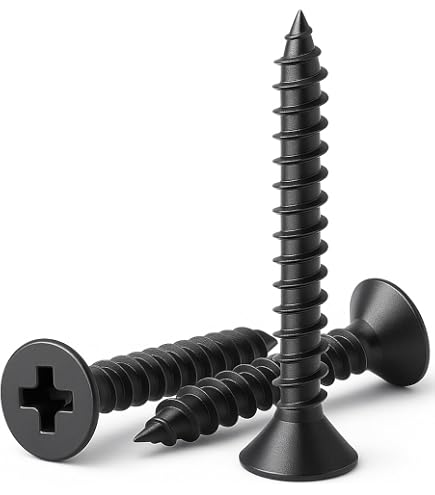 IMSCREWS 200-Pack #6 X 1 Inch Black Phosphate Flat Head Phillips Drywall Screws – Fine Thread Self-Tapping For Metal Studs, Wood & Sheet Rock (Indoor Use)