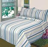 Fancy Collection 3pc Bedspread Stripes White Blue Yellow Green New 00523 (King) [並行輸入品]