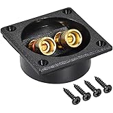 uxcell 2-Way Square Speaker Box Terminal Binding Post Stereo Screw Connectors Subwoofer Plugs Black 1pcs