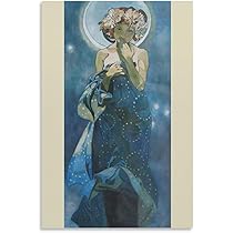 Amazon.co.jp: Alphonse Muchaアルフォンス・ミュシャ「月と星