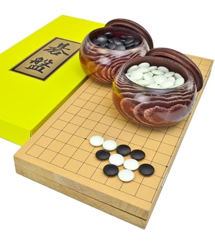 Amazon | 囲碁セット 新かや1寸卓上碁盤セット ガラス碁石梅 プラ銘木