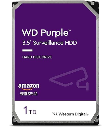 WD Purple 1TB HDD（WD10PURZ）×3台セットです。 Amazon | Western Digital HDD 1TB WD Purple 監視システム 3.5インチ