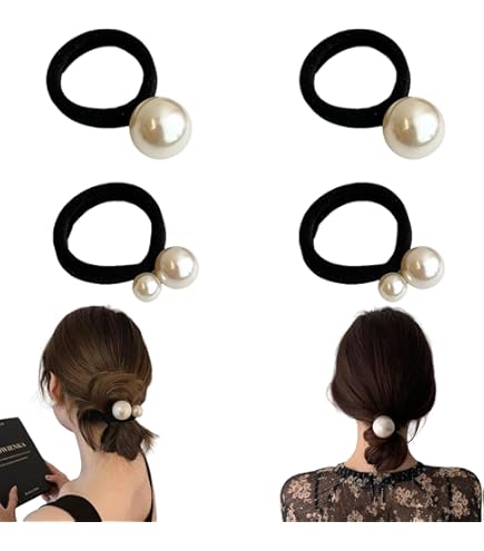 Amazon | スプリングヘアゴム 8本セット おしゃれ パール ヘアゴム 跡