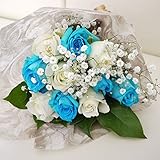 バラの花束 水色のバラと白いバラの花束 パシフィックオパール10本 ブルーローズ フラワーギフト