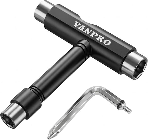 Vanproオルインワンスケートボード用ツール スケボー万能持ち運び便利 多機能スケボーメンテナンス アレンレンチ フィリップスクリュードライバー (全金属)… - 1