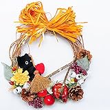 ハロウィン 黒ネコリース 造花 ドライフラワー ハロウィーン