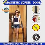 aloudy Hands Freeバグオフ磁気スクリーンドア、インスタントメッシュカーテンドア開口部Fits up to 36 " x82 " Maxブラック