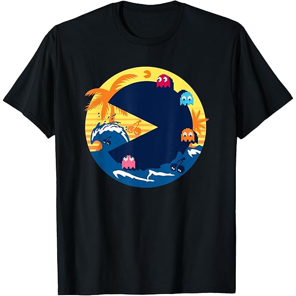 ビンテージパックマン フェイドブラックTシャツ Amazon | パックマン Tシャツ | Tシャツ・カットソー 通販