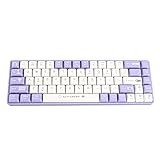 65% キーボード、ゲーミングキーボード 65% 68 キー有線メカニカルゲーミングキーボードホットスワップ可能ダイナミックバックライトレッドスイッチメカニカルキーボード、タイプ C デバイス用 (紫と白)