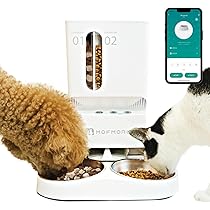 Amazon | 2種類出せる MOFMORE 自動給餌器 猫 犬 2匹 音声録音